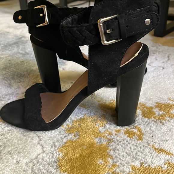 Black Velvet Ankle Sandals - Picture 1 of 6